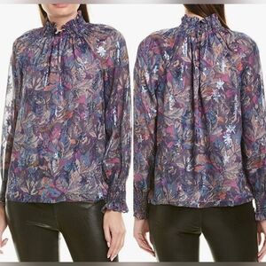 Rebecca Taylor silk sparkle blouse Giverney Fleur